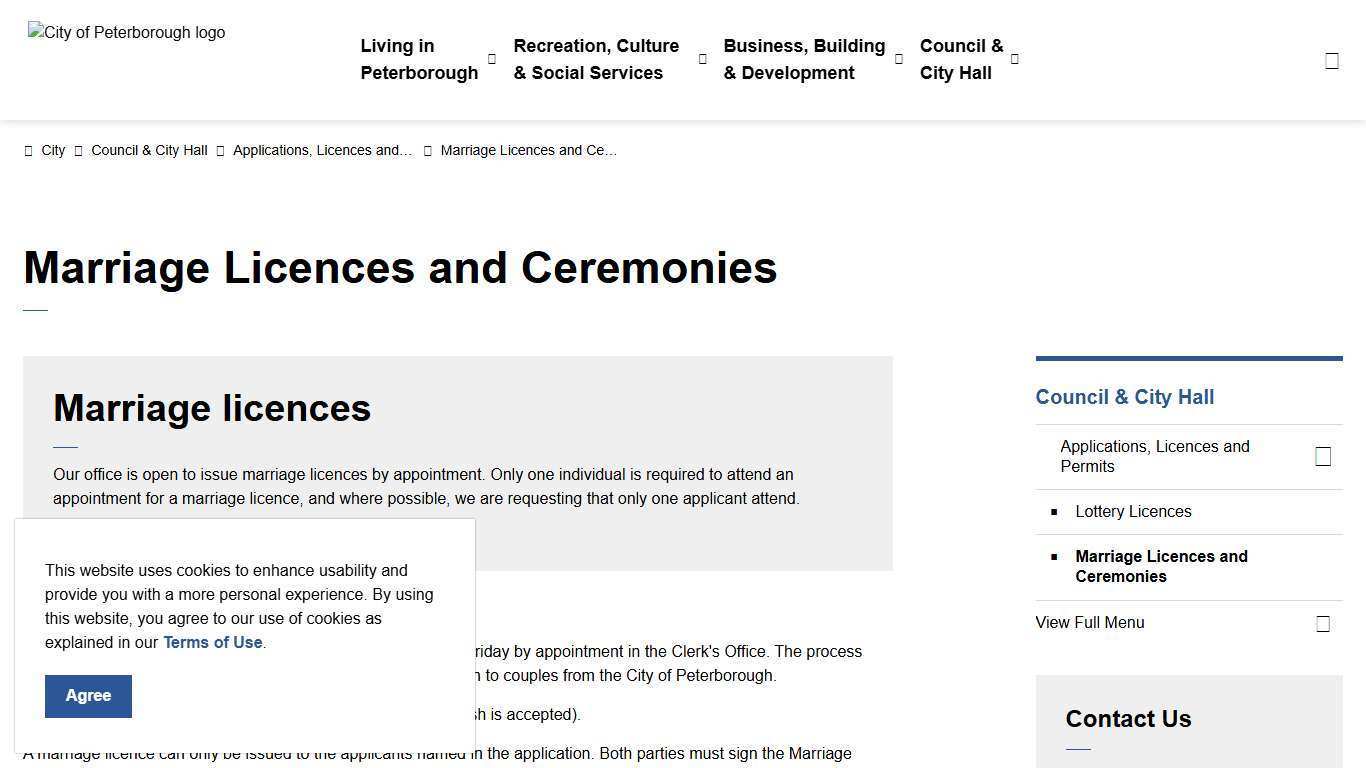 Marriage Licences and Ceremonies | City of Peterborough